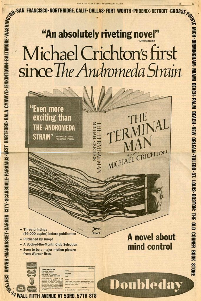 THE TERMINAL MAN by Michael Crichton on Borg Antiquarian